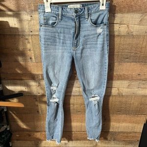 Abercrombie & Fitch Distressed Skinny Jeans Denim Ankle High Rise 2r
